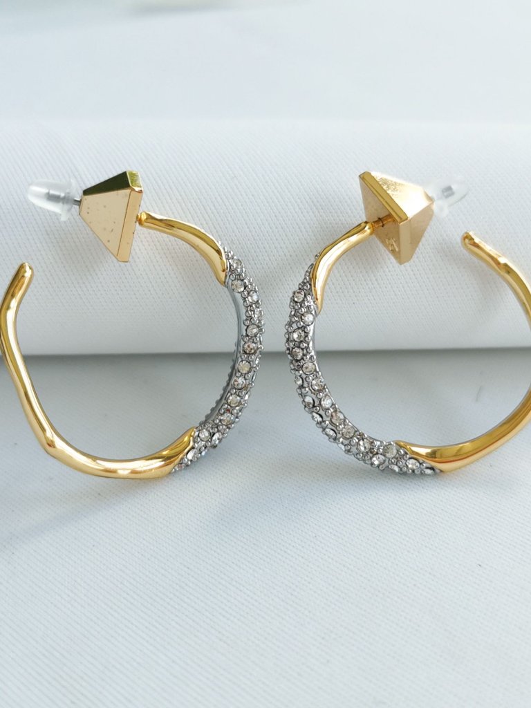 Alexis Bittar Crystal Two Tone Pave Hoop Earring | New